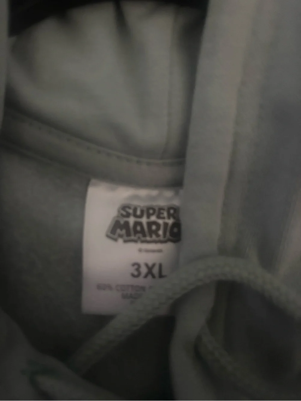 Nintendo Hoodie - Sage Green with White Tag and Multicolor Logo